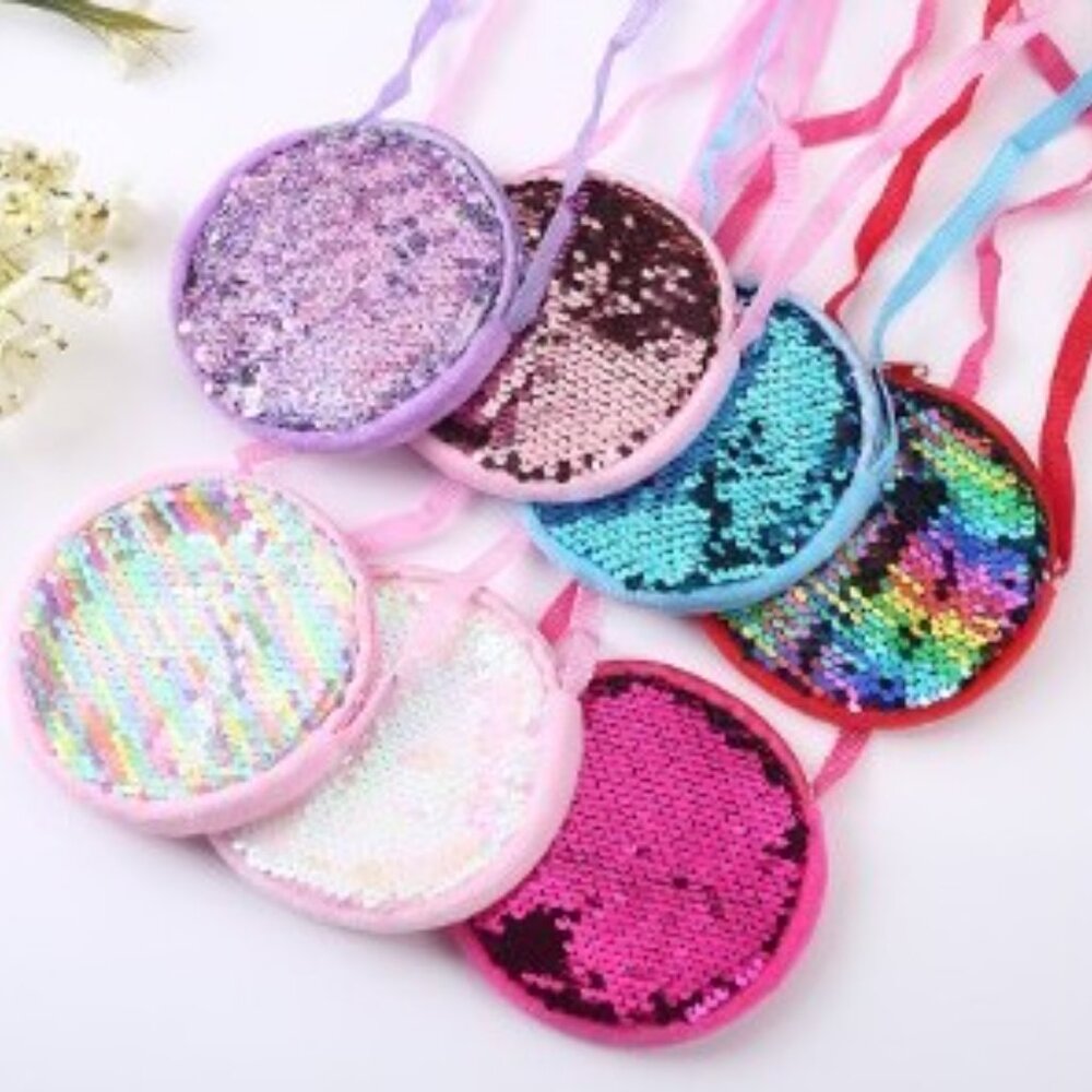 (Bundle(2)Sets for $12)🎁Mini Crossbody Sequin Purse &(2) Sequin Hair Ties  NWT